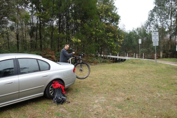 Unloading the bikes in Dubbo Gully
