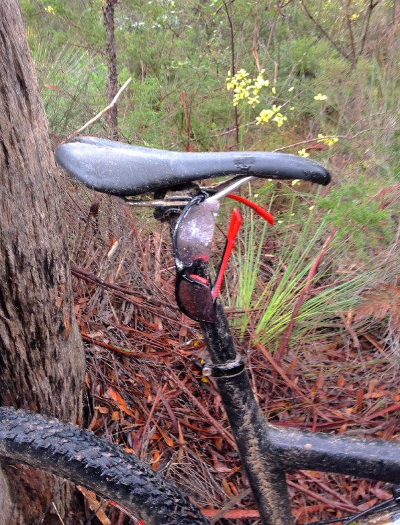 Glasses safely hung from seat